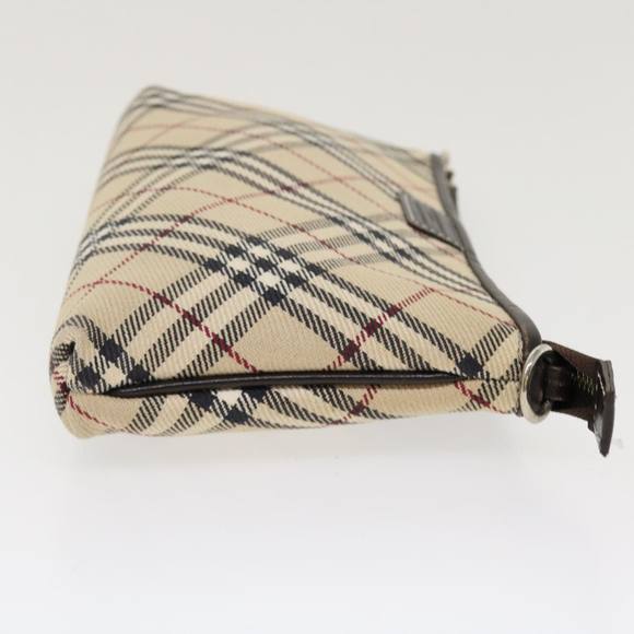 BURBERRY Nova Check Blue Label Pouch Canvas Beige Brown Red Auth 39015 - Picture 4 of 16